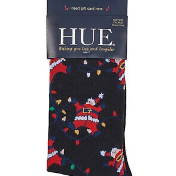 NWT HUE Holiday Santa Claus Gift Card Socks - Picture 1 of 4
